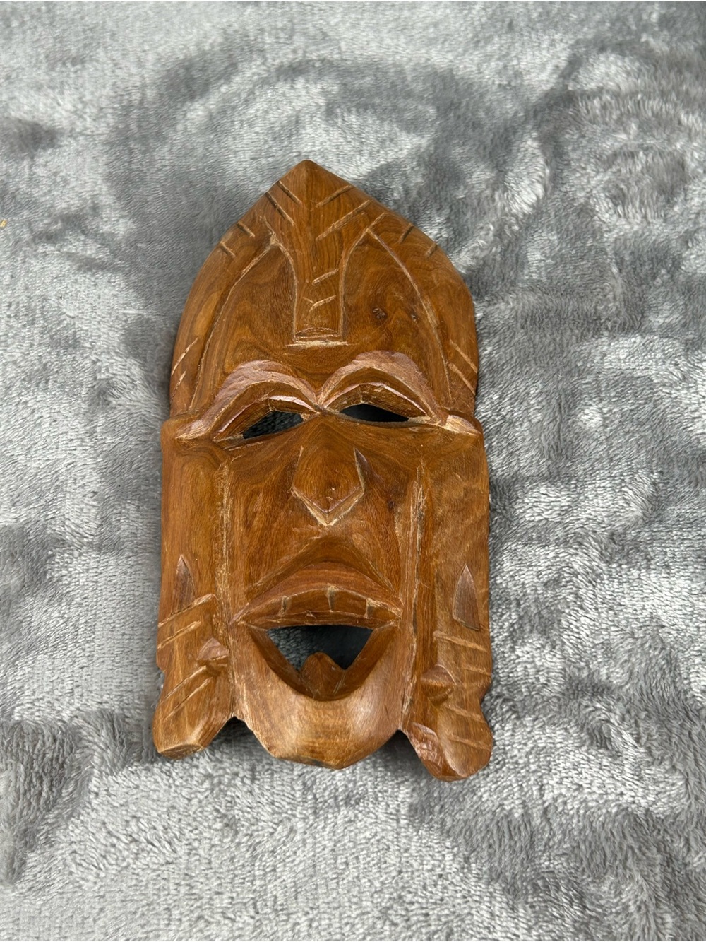 VTG Hand Carved Warrior African Wooden Hanging Wall Mask Tribal Art Decor 6 Inch